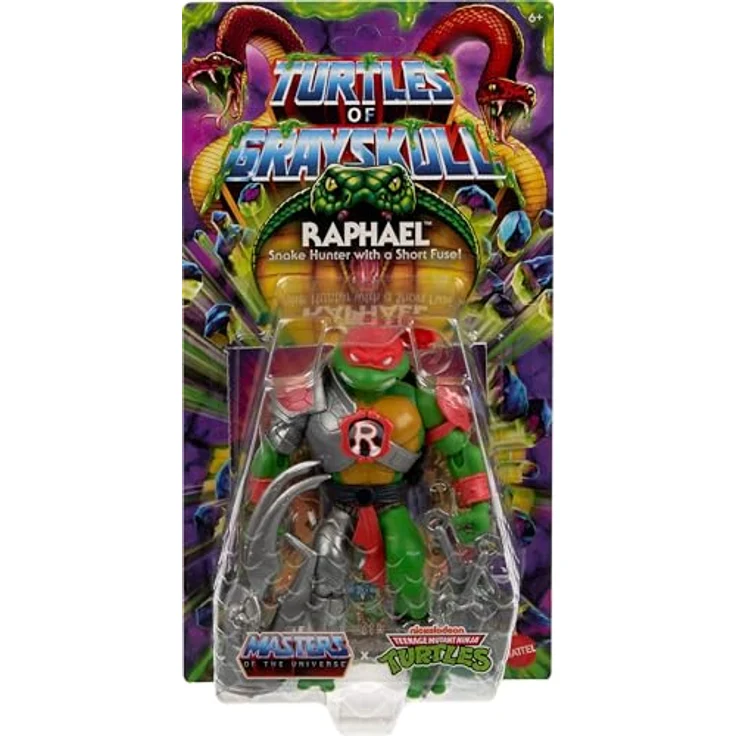 Masters of the Universe Turtles of Grayskull Raphael, bewegliche Actionfigur mit 16 Bewegungspunkten, abnehmbarem Handschuh und Mini-Comic, [Mehrfarbig] – Bild 2