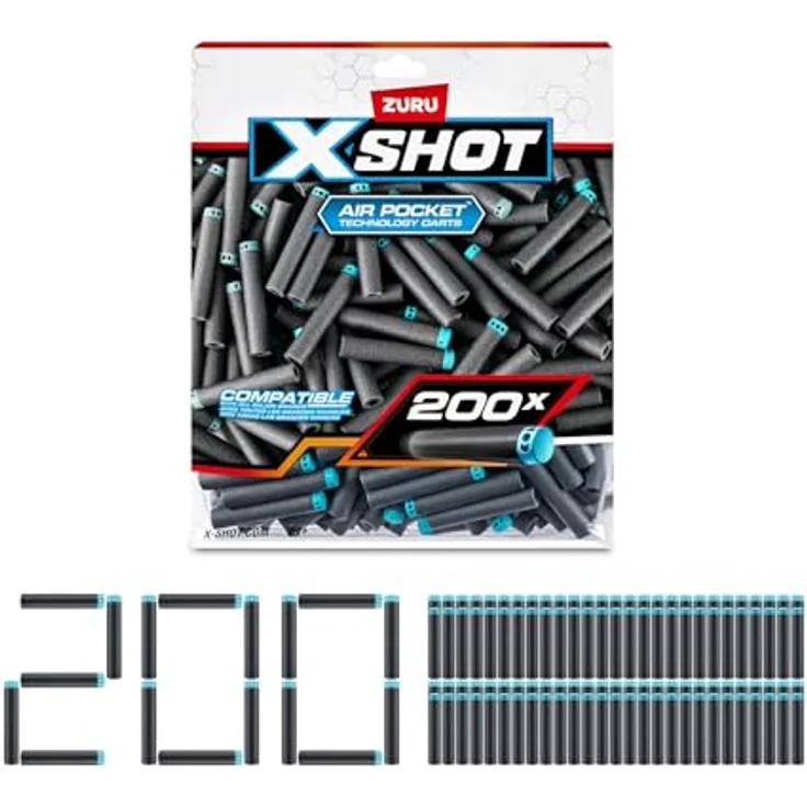 ZURU XShot Nachfüllpack, 200 Schaumstoff-Darts für Blaster-Abenteuer – Bild 3