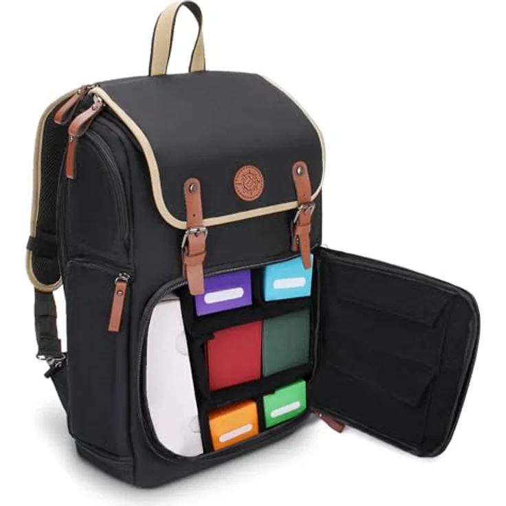 ENHANCE Sammelkarten-Aufbewahrungsbox, Rucksack für Spielkarten mit Platz für Kartenordner und TCG-Zubehör, Schwarz – Bild 1