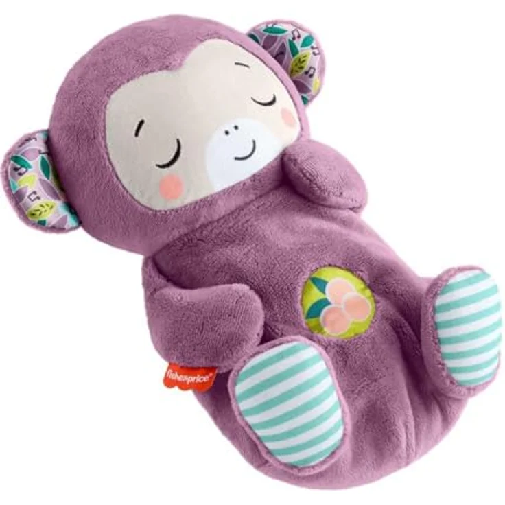 Fisher-Price Soothe ‘n Snuggle Lila AFFE, Plüschtier mit Spieluhr, beruhigenden Atembewegungen und anpassbaren Melodien – Bild 1