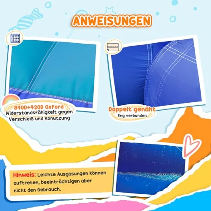 AIYAPLAY Hüpfburg mit Gebläse, 5-in-1 Wasserpark mit Rutsche, Planschbecken, Kletterwand, Sprungbereich, Wasserkanone, für Kinder 3-8 Jahre, 360 x 250 x 195 cm – Bild 4