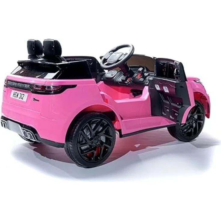 FINOOS Range Rover Velar Kinder Elektroauto 12V, lizenziert, mit RC Fernbedienung, LED Beleuchtung, Audioschnittstellen, rosa – Bild 7