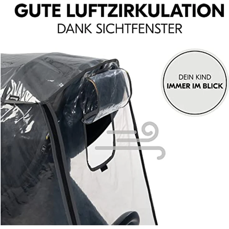 Hauck Universal Regenschutz Buggy Kinderwagen, Reflektierende Umrandung, Kontakt-Fenster, Gute Luftzirkulation, Einfache Befestigung, Kompatibel mit hauck Buggy, Transparent – Bild 7