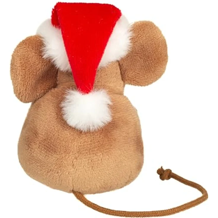 Teddy Hermann® Weihnachtsmaus Kuscheltier mit Tannenbaum, 11 cm, flauschige Mütze und große rosa Öhrchen – Bild 3