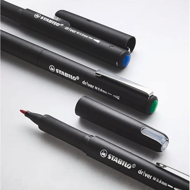 STABILO dr!ver Filzstift, grün, 0,8 mm Strichstärke mit Clip und gummierter Griffzone – Bild 5