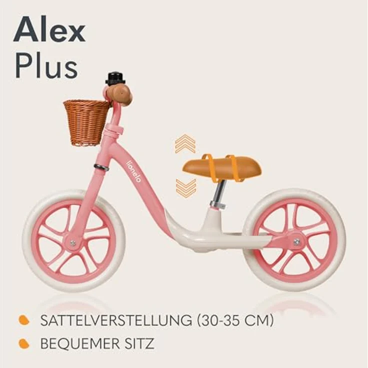 Lionelo Alex Plus Kinderlaufrad bis 30 kg, Eva-Schaumstoffräder 30,5 cm, Verstellbarer Sitz und Lenker, Leicht 3,4 kg - Laufrad für Kinder ab 3 Jahren – Bild 5