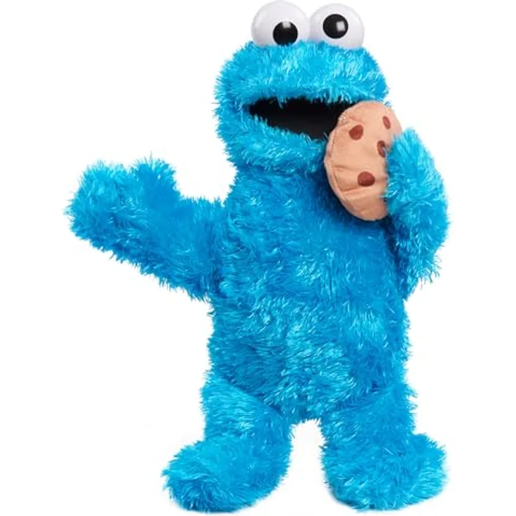 Just Play Ltd. Sesamstrasse - Krümel Monster Plüschfigur, kitzliges Monster mit Mampfgeräuschen, blau