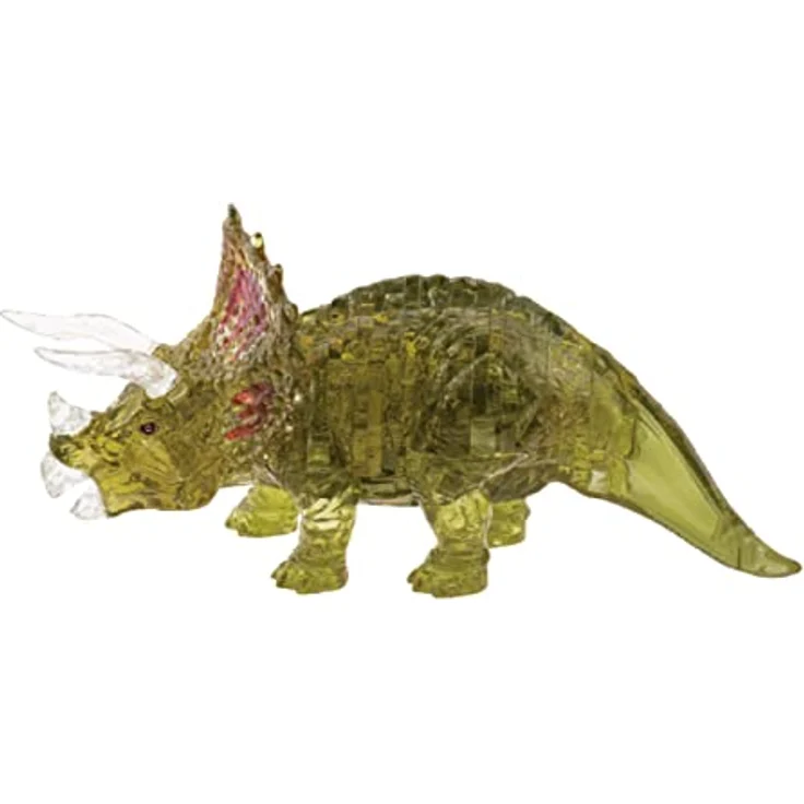 HCM Kinzel 90271 59204-3D Crystal Triceratops mit Nest und Eiern-Steckpuzzle, Puzzle für Erwachsene und Kinder-61 Teile-grün, transparent – Bild 2