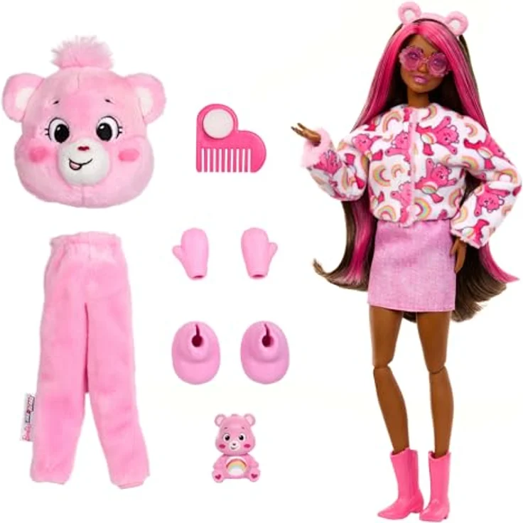Barbie Anziehpuppe Cutie Reveal, Glücksbärchis Hurrabärchi, inklusive Accessoires, bewegliche Puppe mit veränderbarer Haarfarbe, in verschiedenen Variationen erhältlich – Bild 6