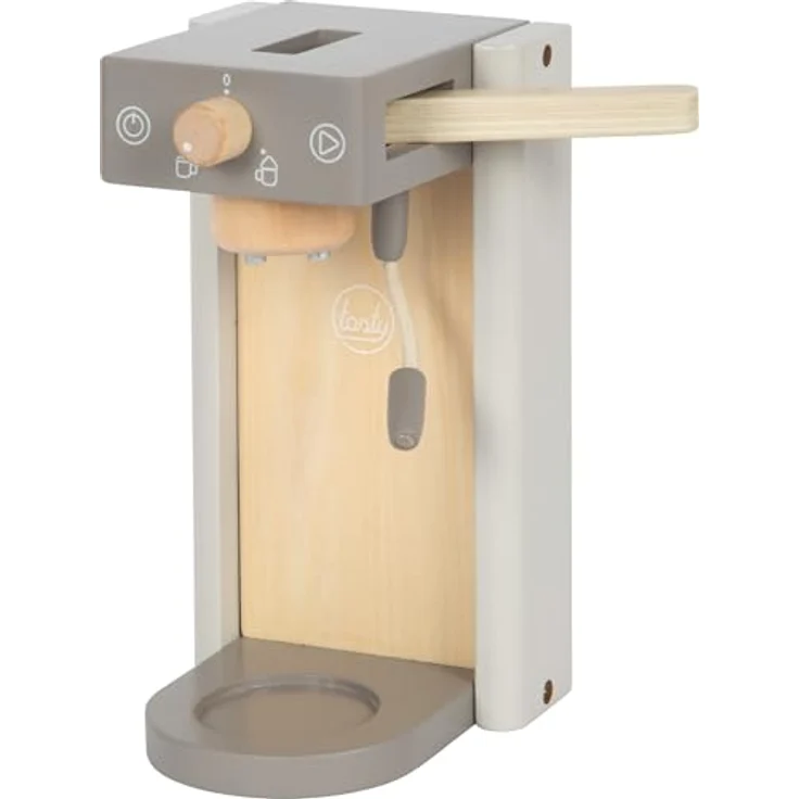 small Foot Kaffeemaschinen-Set grau „Tasty“, Holzspielzeug mit Kaffeecoins und Milchschaumhauben, Zubehör für die Spielküche, für Kinder ab 3 Jahren – Bild 5