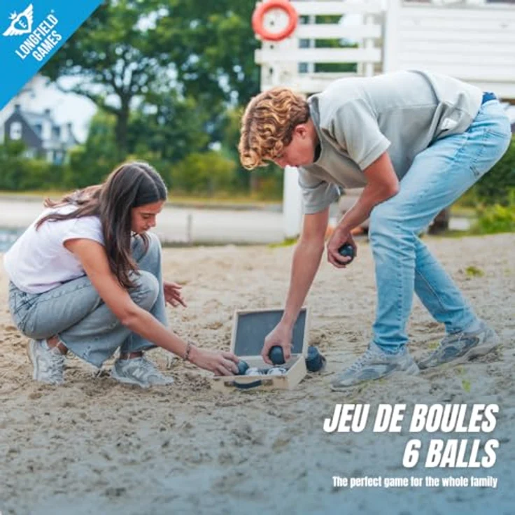 6 Boule Bälle pulverbeschichtet (3 Stück schwarz/3 Stück silber) in Holzkiste - Preisvergleich – Bild 8
