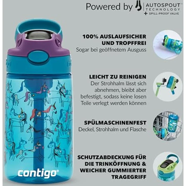 Water bottle/bottle for children Contigo Easy Clean 420ml Unicorn – Bild 6