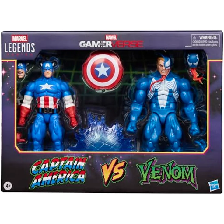Marvel Legends Series Gamerverse Captain America vs Venom, Action-Sammelfiguren 15 cm mit 8 Accessoires und über 20 Bewegungspunkten – Bild 3