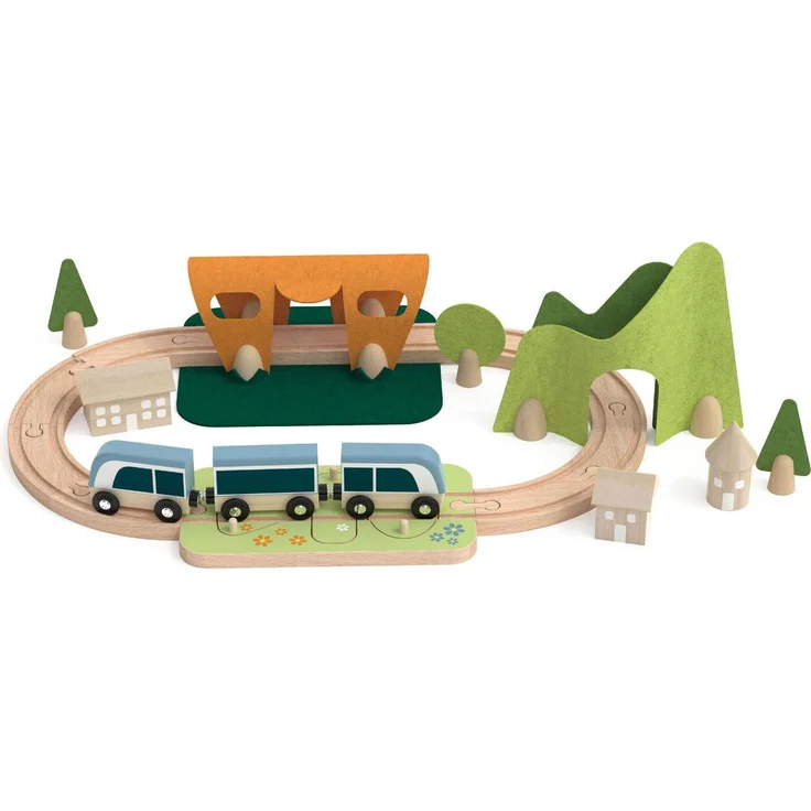 Classic World Holzbahngleis Set, 40 Teile, fördert Kreativität und motorische Fähigkeiten, geeignet für Kinder ab 3 Jahren