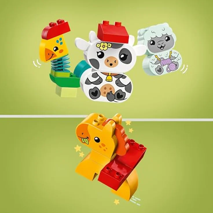 LEGO DUPLO Tierzug, Zug-Spielzeug mit Rädern, kreative Tierfiguren zum Bauen und Umbauen, Lernspielzeug für Kleinkinder, Geburtstagsgeschenk für Tiere liebenden Mädchen und Jungen ab 1 ½ Jahren 10412 – Bild 3