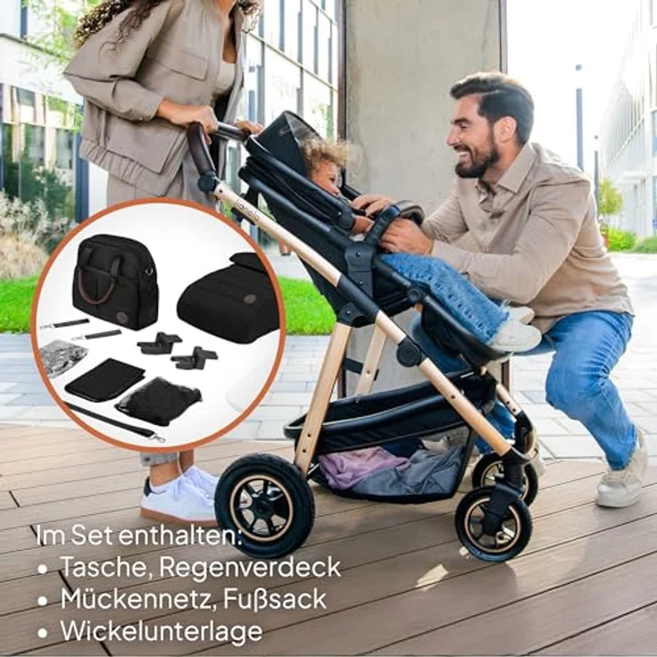 Lionelo Amber 3in1 Kombikinderwagen, XXL SET mit Babyschale für Neugeborene bis 22 kg, robust und komfortabel für städtische Umgebungen – Bild 9