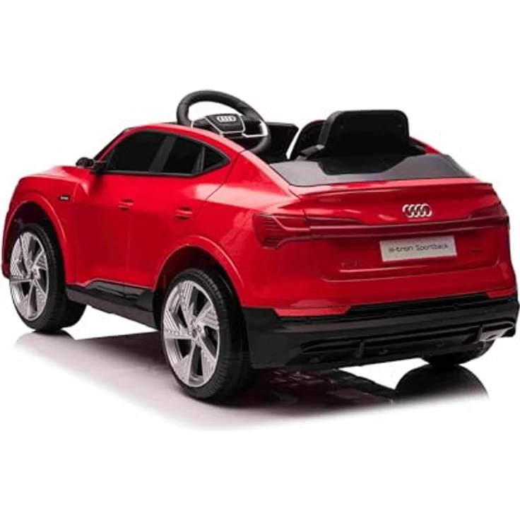 Beneo Motors Elektrisches Kinderauto Audi E-tron Sportback 12V, rot, mit breitem Einzelsitz, Dreipunkt-Sicherheitsgurt, 2,4 GHz Fernbedienung, USB/AUX-Eingang, Federung und LED-Beleuchtung – Bild 5