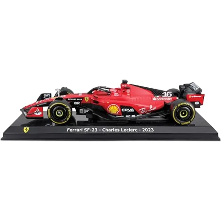 Bburago Formel 1 KIT Ferrari SF23 (2023), Modellauto Bausatz 1:24, 45-teilig, Fahrer #16 Charles Leclerc, 27cm, schwarz-rot – Bild 2