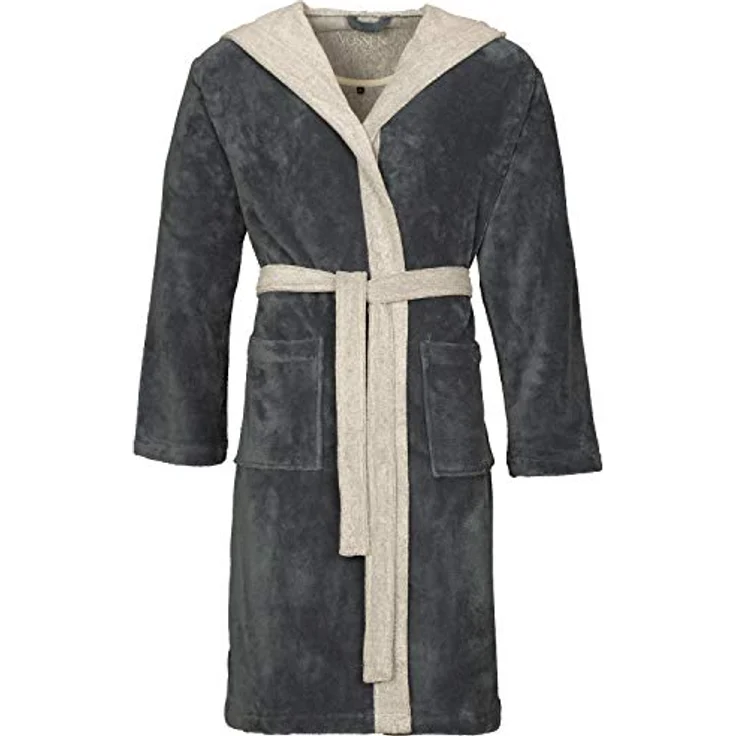 Vossen Bademantel Poppy, unisex Kapuze, flanell, weiß, 45% Polyester, 35% Bambus, 20% Baumwolle – Bild 3