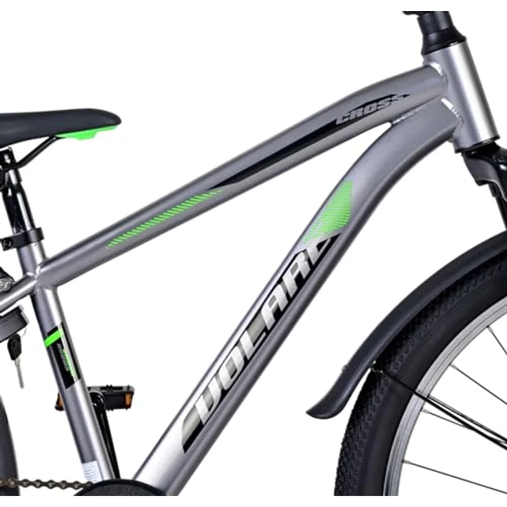 Volare Cross 24", Kinderfahrrad mit Handbremse, Rücktrittbremse, Gepäckträger und LED-Lichtern, dunkelgrau – Bild 6