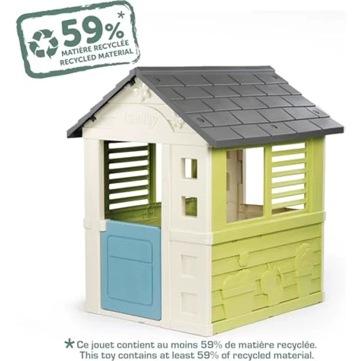 Smoby Jolie Spielhaus, wetterfestes Gartenhaus aus 50% Recyclingmaterial, 98x110x127 cm, mit Fenstern für Kinder ab 2 Jahren – Bild 3