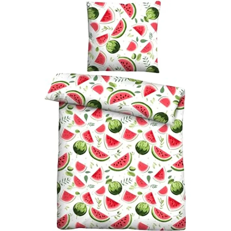 Castell Markenbettwäsche Baumwoll Renforce 0040798 Wassermelone 135x200 cm + 80x80 cm, rot
