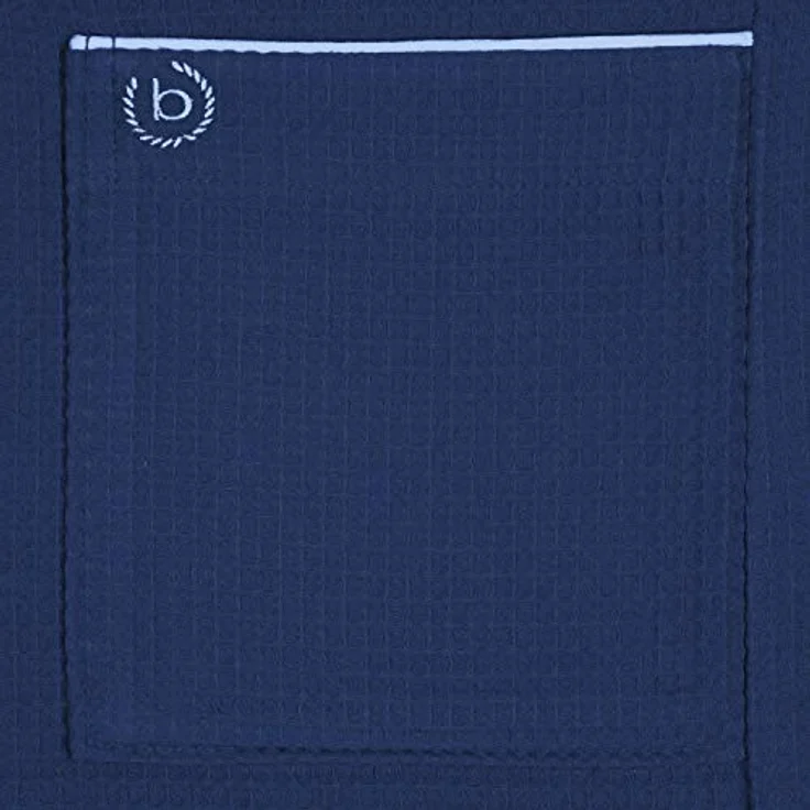 Bugatti Tizian Bademantel Herren, Kapuze, 100% Baumwolle, marine blau – Bild 5