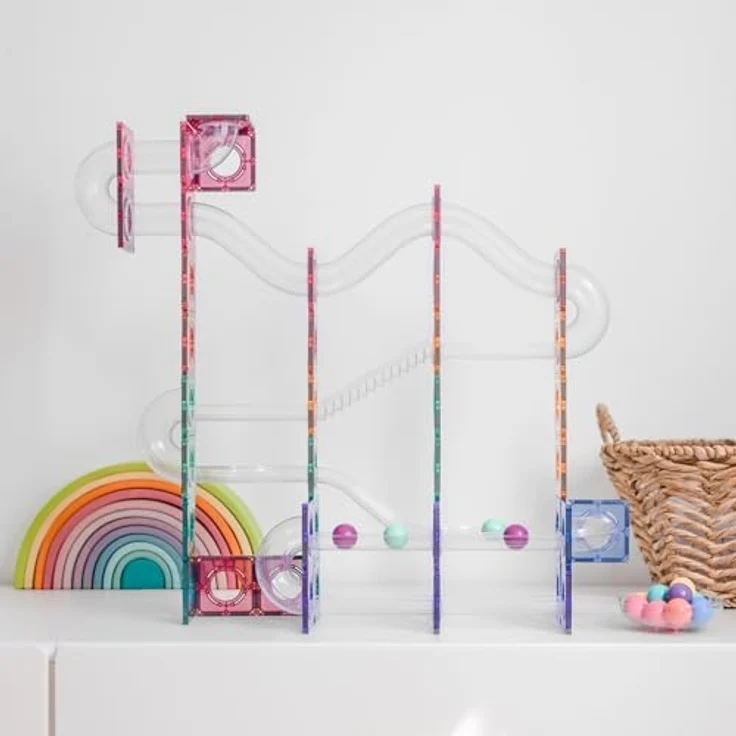 Connetix Magnetspielbausteine Kugelbahn Pastel Ball Run Pack verstärkte Magnete Lernspiel, 106 Teile, ab 3 Jahren – Bild 6