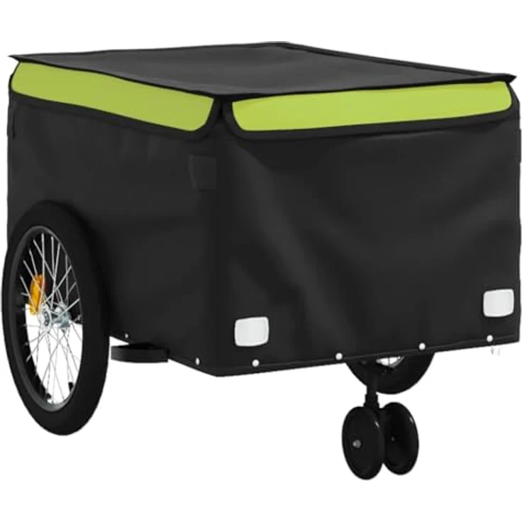 vidaXL Fahrradkinderanhänger Fahrradanhänger Schwarz und Grün 45 kg Eisen - Robuster Lastenanhänger mit maximaler Tragfähigkeit und praktischem Design – Bild 4