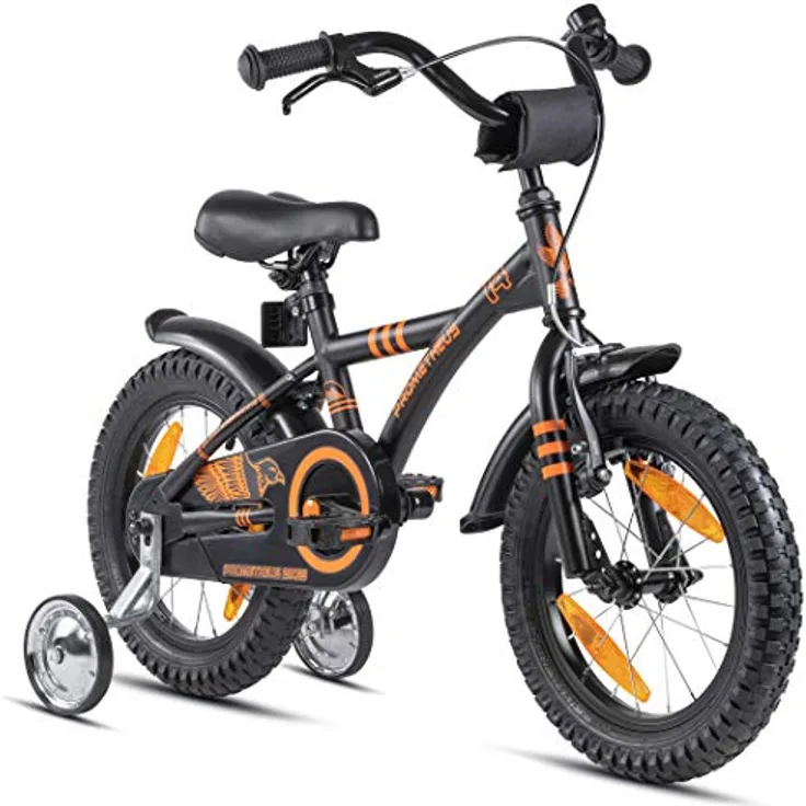 PROMETHEUS BICYCLES Kinderfahrrad 14 Zoll ab 4 Jahren - Kinder Fahrrad Mädchen Jungen Fahrrad Kinder mit Stützräder Rücktrittbremse in Schwarz Matt Orange

(Das ist der fertige Titel, der allen oben genannten Kriterien entspricht.)