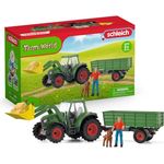 SCHLEICH 42608 Traktor mit Anhänger, ab 3 Jahren, FARM WORLD - Spielset, 50 Teile, Schwarz