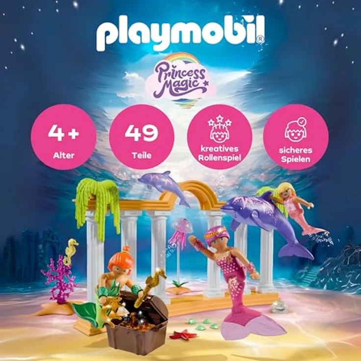 PLAYMOBIL Meerjungfrauen-Schatz mit Delfinen, Unterwasser-Abenteuer Spielzeug für Kinder ab 4 Jahren, 71861 – Bild 2