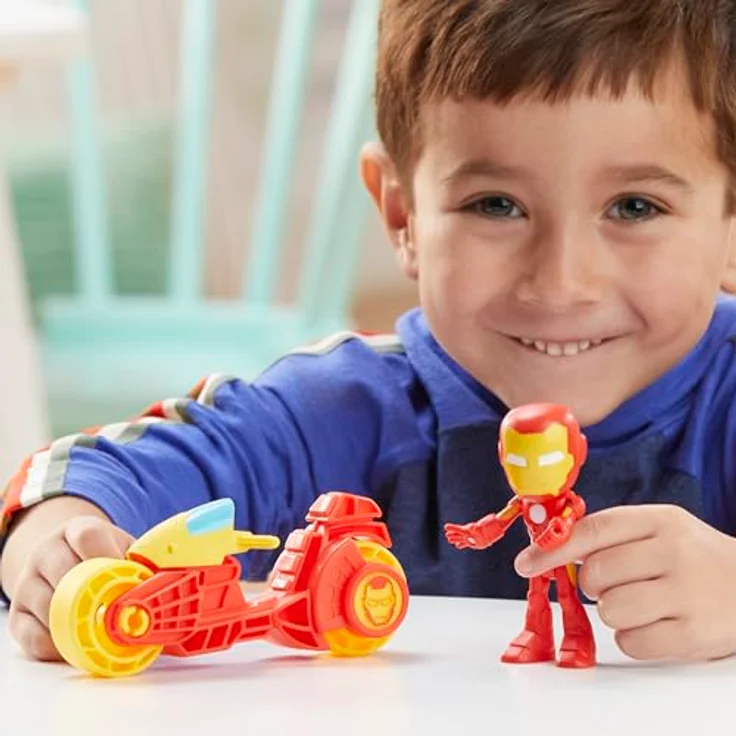 Hasbro Actionfigur Marvel Spidey and His Amazing Friends, Iron Man & Motorrad, Superhelden-Spielset mit Iron Man Figur und Motorrad – Bild 5
