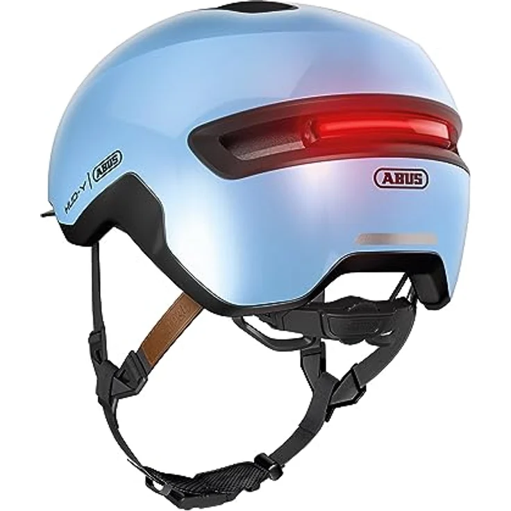 Abus HUD-Y, Kinderfahrradhelm mit aufladbarem LED-Rücklicht und Magnetverschluss, urbaner Stil für Damen und Herren – Bild 4