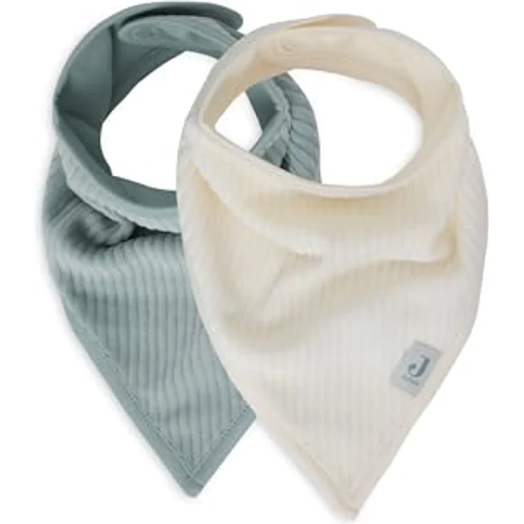 Jollein Sabberlätzchen Baby - Bandana - Velvet Rib, Sea Green/Ivory - 2er Pack - Baumwolle, Polyester - Mit Klettverschluss. – Bild 1
