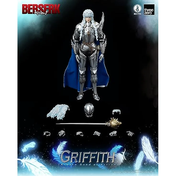 threezero Berserk Actionfigur 1/6 Griffith (Reborn Band of Falcon), 30 cm, mit 40 Gelenkpunkten, abnehmbarem Umhang und Zubehör – Bild 2