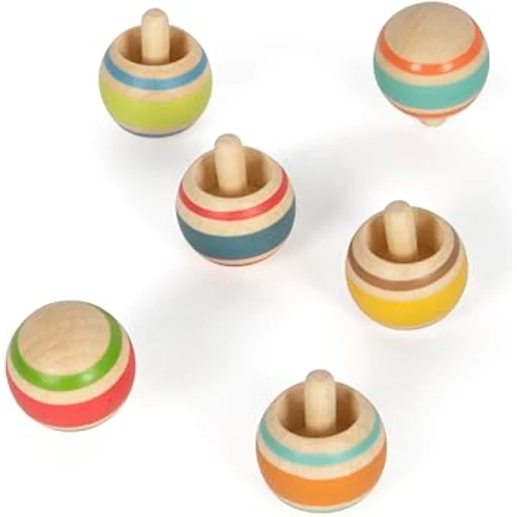 small Foot Wendekreisel-Set aus Holz, 6 Kreisel für Kinder ab 3 Jahren, hochwertige Verarbeitung und spannende Physik-Erkundung, 12606 – Bild 2