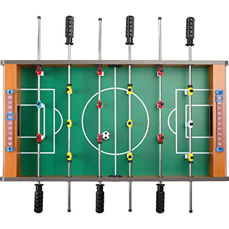 SPIELWERK® Mini Tischkicker, höhenverstellbar mit verchromten Stangen, inkl. 2 Bälle, Holz, 69x37x62cm, für Drinnen & Draußen – Bild 4