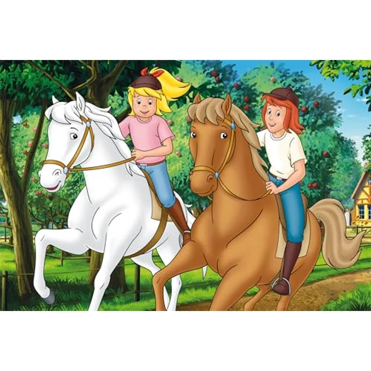 Schmidt Spiele 56543 Bibi & Tina, Kinderpuzzle aus Graspappe, 100 Teile, ökologisch und nachhaltig, inklusive Puzzleposter – Bild 4