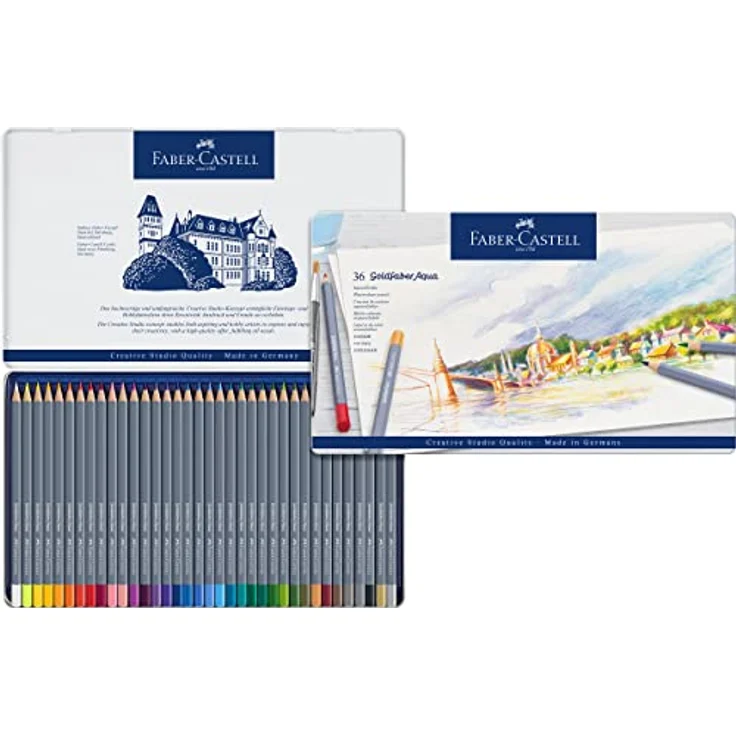 Faber-Castell 114636 - Aquarellstifte Goldfaber, 36-teiliges Buntstifte Set, bruchsicher, vollständig wasservermalbar – Bild 1