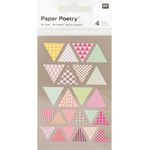 Rico Design Sticker Paper Poetry Sticker Wimpel mehrfarbig 4 Bogen, Papier-Sticker für kreative Verzierungen