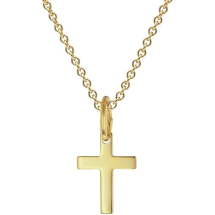 trendor Kreuz-Anhänger 333 Gold mit vergoldeter Silberkette, 40 cm, kinderfreundliches Schmuckstück mit Federring-Verschluss, Geschenkidee für Kids – Bild 1