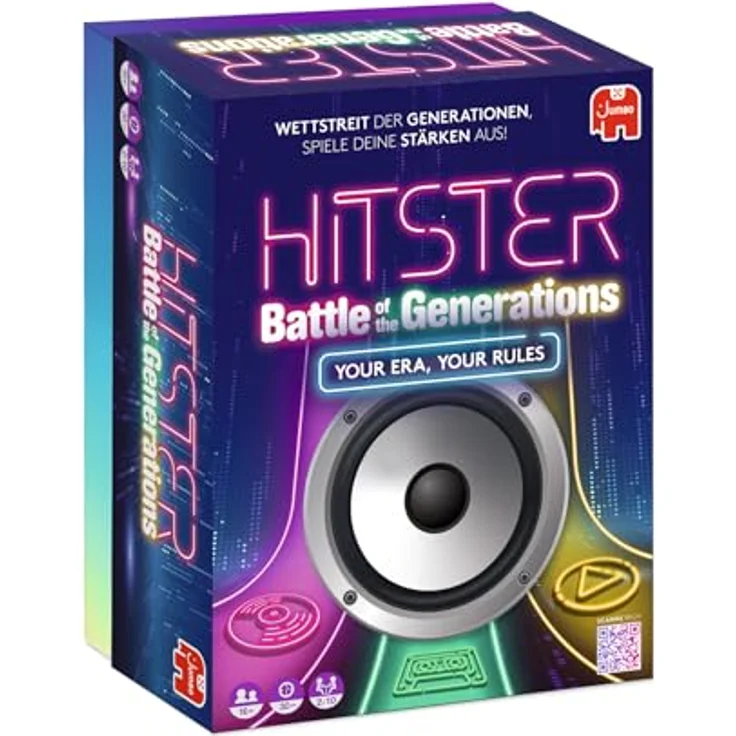Hitster Battle of the Generations, Musik‑Party‑Brettspiel mit 420+ Songs, App‑Verbundenes Quiz für Erwachsene & Familien, 3 Epochen von Vinyl bis Streaming – Bild 2