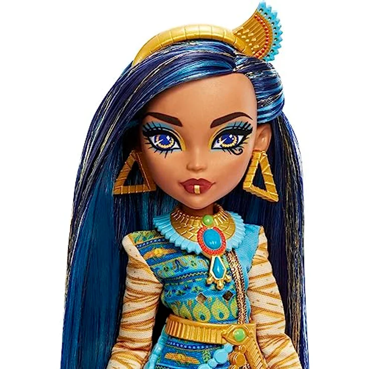 MONSTER HIGH Cleo de Nile Puppe - Königliches Outfit, Killerstiefel, Pyramidenrucksack, Zubehör, für Kinder ab 6 Jahren, HHK54 – Bild 4