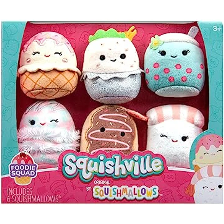 Squishville SQM0474-6er Pack Feinschmecker Squad, superweiche Mini-Squishmallows, 5cm Plüschfiguren – Bild 1