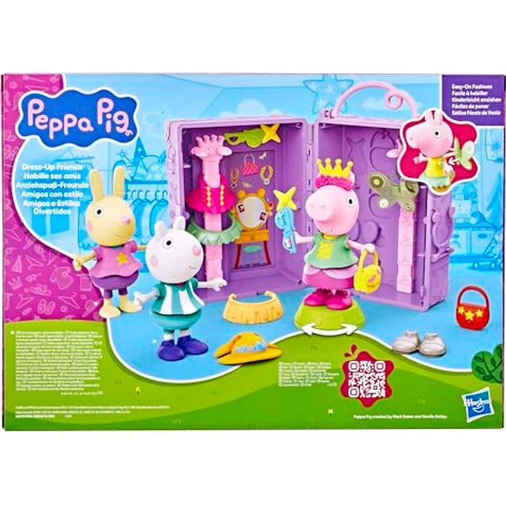 Hasbro Peppa Pig Peppas Anziehspaß-Kleiderschrank, Spielset mit 15 cm Peppa Figur, 14 Accessoires, drehbarem Ständer und Aufklebern,für Kinder ab 3 Jahren – Bild 15