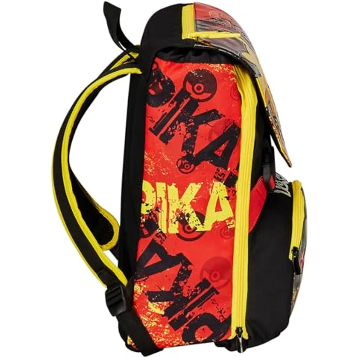Seven Erweiterbarer Schulrucksack POKEMON – PIKACHU, Gelb Rot – Kinderrucksack mit Trinkflaschenhalter, mehrfarbig, Rucksack Backpacks – Bild 4