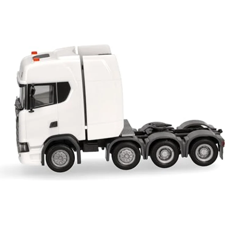 Herpa Scania CS20 Hochdach Schwerlastzugmaschine 4achs (8x4), Zugmaschine mit Ladekran und Heckabstützung, Miniatur im Maßstab 1:87, Sammlerstück, Made in Germany, Kunststoff – Bild 4