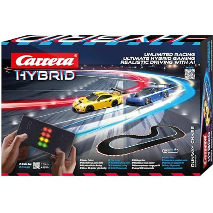 Carrera HYBRID Runway Chase - Porsche 911 GT3 R im Maßstab 1:50 - KI-gestützte Steuerung per Smartphone-App - Multiplayer-Rennen für bis zu 30 Fahrer - Amazon Exklusiv – Bild 2