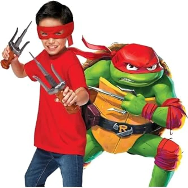 Playmates Turtles - Mutant Mayhem Basis-Rollenspiel - Raphael, mit rot gefärbtem Halstuch und Sais-Funktionen, ab 3 Jahren – Bild 6